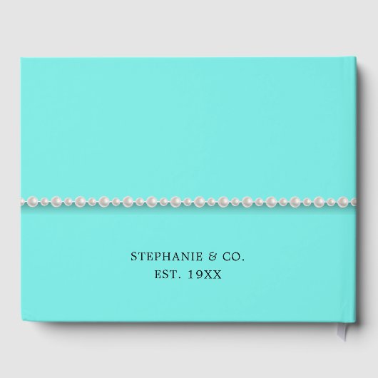 Glam Blauwgroen Tiffany Theme Vrijgezellenfeest Ga Gastenboek (Achterkant)