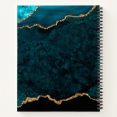 Glam Blauwgroen Velvet Agate Geode Gold Script Notitieboek (Achterkant)