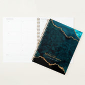 Glam Blauwgroen Velvet Agate Geode Gold Script Planner (Display)
