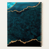 Glam Blauwgroen Velvet Agate Geode Gold Script Planner (Achterkant)