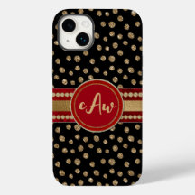 Glam Bling Glitter Polka Dots and Monogram