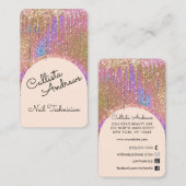 Glam Bling Holographic Glitter Drips Nail Tech Visitekaartje (Voorkant / Achterkant)