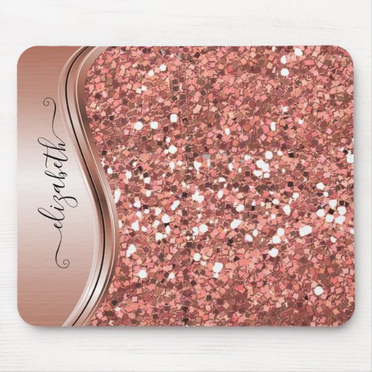 Glam Bling Personalized Glitter Calligrafie Muismat (Voorkant)