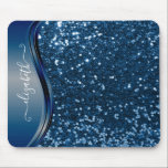 Glam Bling Personalized Glitter Calligraphy Blue Muismat<br><div class="desc">Dit ontwerp bevat geen daadwerkelijke glitter of sequinen. Het kan in het gebied worden gepersonaliseerd door de foto en/of tekst te wijzigen. Of het kan worden aangepast door te klikken deze Sjabloon personaliseert en dan de klik te kiezen om verdere optie aan te passen en de kleur van de achtergrond...</div>