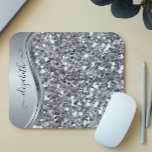 Glam Bling Personalized Glitter Calligraphy Silver Muismat<br><div class="desc">Dit ontwerp bevat geen daadwerkelijke glitter of sequinen. Het kan in het gebied worden gepersonaliseerd door de foto en/of tekst te wijzigen. Of het kan worden aangepast door te klikken deze Sjabloon personaliseert en dan de klik te kiezen om verdere optie aan te passen en de kleur van de achtergrond...</div>