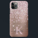 Glam Bling Roos Gold Diamond Confetti Monogrammen Case-Mate iPhone Case<br><div class="desc">Elegante,  Glam,  Girly Shiny faux roos gouden diamanten confetti iPhone hoesje. Beschikt over een faux roos gouden geborstelde metalen achtergrond,  bezaaid met roze roségoud en witte diamanten confetti. Personaliseer met jouw naam en monogram initiaal. Let op: dit ontwerp is een afgedrukt foto-effect zonder echte glitter en juweel.</div>