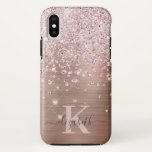 Glam Bling Roos Gold Diamond Confetti Monogrammen Case-Mate iPhone Case<br><div class="desc">Elegante,  Glam,  Girly Shiny faux roos gouden diamanten confetti iPhone hoesje. Beschikt over een faux roos gouden geborstelde metalen achtergrond,  bezaaid met roze roségoud en witte diamanten confetti. Personaliseer met jouw naam en monogram initiaal. Let op: dit ontwerp is een afgedrukt foto-effect zonder echte glitter en juweel.</div>
