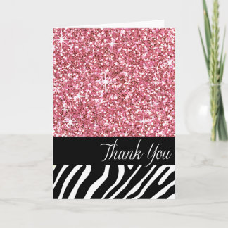 Glam Bling schittert Zebra dankt u het roze van | Bedankkaart