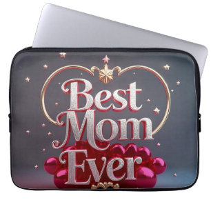 Glam Bling Zilver Goud Beste Moeder Ooit Laptop Sleeve