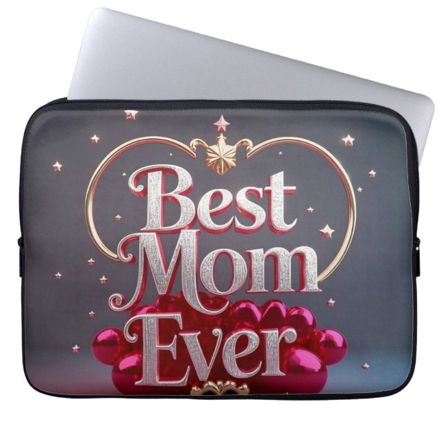 Glam Bling Zilver Goud Beste Moeder Ooit Laptop Sleeve (Voorkant)
