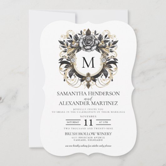  Glam Bloemen Foto Huwelijksuitnodiging Kaart (Voorkant)