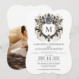  Glam Bloemen Foto Huwelijksuitnodiging Kaart