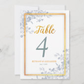 Glam Bloemen Gouden Lijst Calligraphy Tafelnummer (Voorkant)