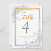 Glam Bloemen Gouden Lijst Calligraphy Tafelnummer (Achterkant)