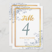 Glam Bloemen Gouden Lijst Calligraphy Tafelnummer (Voorkant / Achterkant)