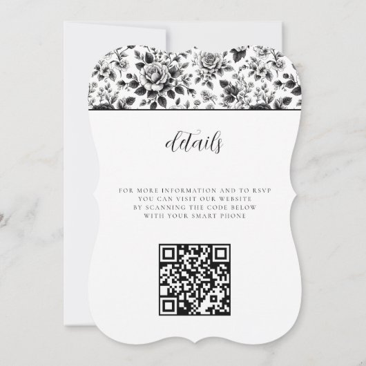 Glam Bloemen met QR Code Huwelijk Kaart (Achterkant)