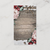 Glam bloemrijke rustieke houten & kanten elegante visitekaartje (Achterkant)