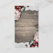 Glam bloemrijke rustieke houten & kanten elegante visitekaartje (Voorkant)