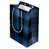 Glam Blue Black Buffalo Medium Cadeauzakje (Achterkant Gekanteld)