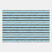 Glam Blue Black Gold Glitter Stripe Sparkle Inpakpapier Vel (Voorkant 3)