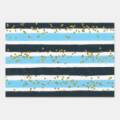 Glam Blue Black Gold Glitter Stripe Sparkle Inpakpapier Vel (Voorkant)