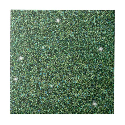 Glam Blue Blauwgroen Glitter Sparkle Chic Tegeltje (Voorkant)