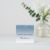 Glam Blue Driving Glitter Drift Artist Vierkante Visitekaartje (Staand voorkant)