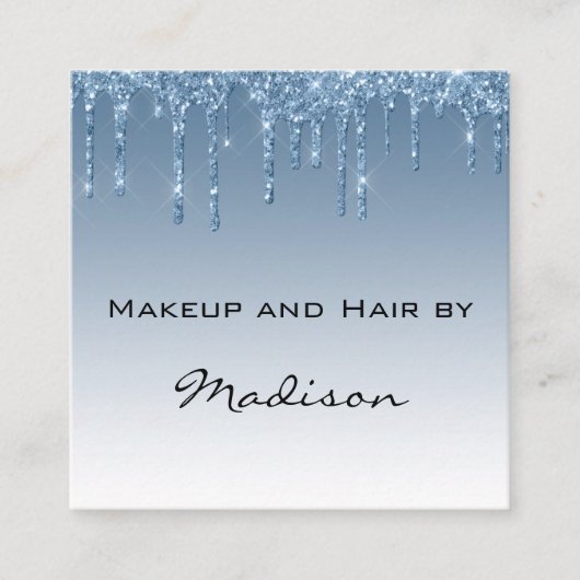 Glam Blue Driving Glitter Drift Artist Vierkante Visitekaartje (Voorkant)