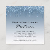 Glam Blue Driving Glitter Drift Artist Vierkante Visitekaartje (Achterkant)