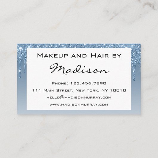 Glam Blue Driving Glitter Drift Artist Visitekaartje (Achterkant)