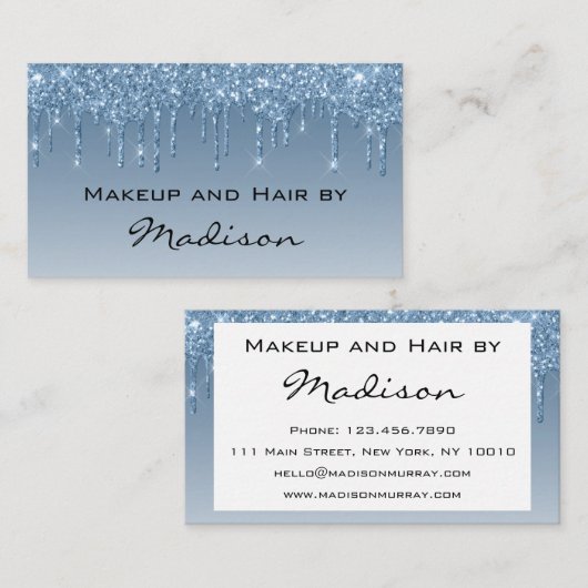 Glam Blue Driving Glitter Drift Artist Visitekaartje (Voorkant / Achterkant)