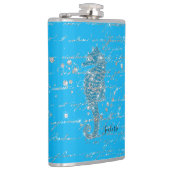 Glam Blue en Silver Glitter Seahorse Heupfles (Rechts)