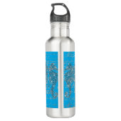 Glam Blue en Silver Glitter Seahorse Waterfles (Achterkant)