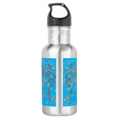 Glam Blue en Silver Glitter Seahorse Waterfles (Achterkant)