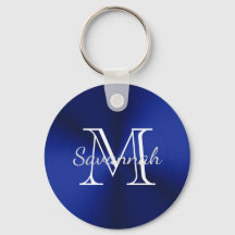 Glam Blue Faux Metal Monogram