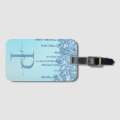 Glam Blue Glitter Drift Elegant Monogram Bagage Bagagelabel (Voorkant (horizontaal))