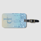 Glam Blue Glitter Drift Elegant Monogram Bagagelabel (Voorkant (horizontaal))