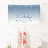 Glam Blue Glitter Drip 50e Verjaardagsfeest Banner (Insitu)