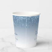Glam Blue Glitter Drip 50ste Verjaardagsfeest Papieren Bekers (Rechts)