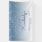 Glam Blue Glitter Drip 50th Birthday Party Banner (Verticaal)
