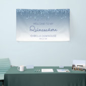 Glam Blue Glitter Drip Quinceañera Spandoek (Beurs)