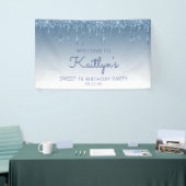 Glam Blue Glitter Drip Sweet 16 Feest Spandoek (Beurs)