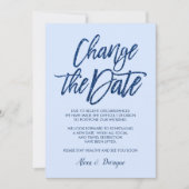 Glam Blue Glitter Geannuleerd Uitgestelde bruiloft Kaart (Voorkant)