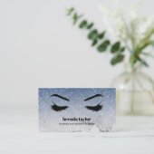 Glam Blue glitter ombre Marble Eyelash Browbar Visitekaartje (Staand voorkant)