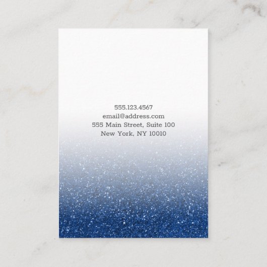Glam Blue Glitter Ombre Sieraden Oorbel display Visitekaartje (Achterkant)