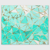 Glam Blue Golden Stripes Diamond Wrapping Paper Cadeaupapier (Vlak)