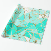Glam Blue Golden Stripes Diamond Wrapping Paper Cadeaupapier (Uitgerold)