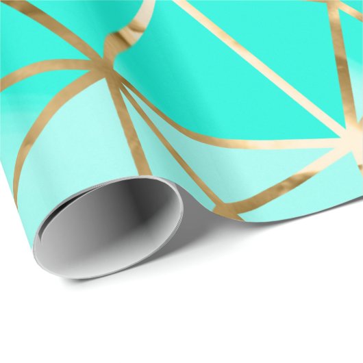 Glam Blue Golden Stripes Diamond Wrapping Paper Cadeaupapier (Rol Hoek)