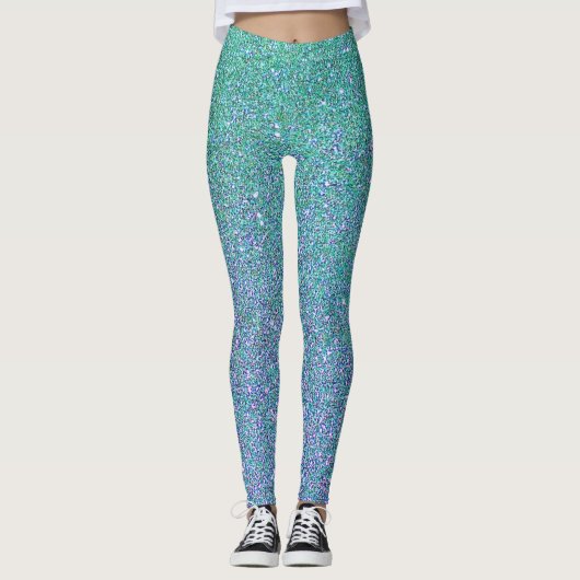 Glam Blue Green en Paarse glitter Leggings (Voorkant)