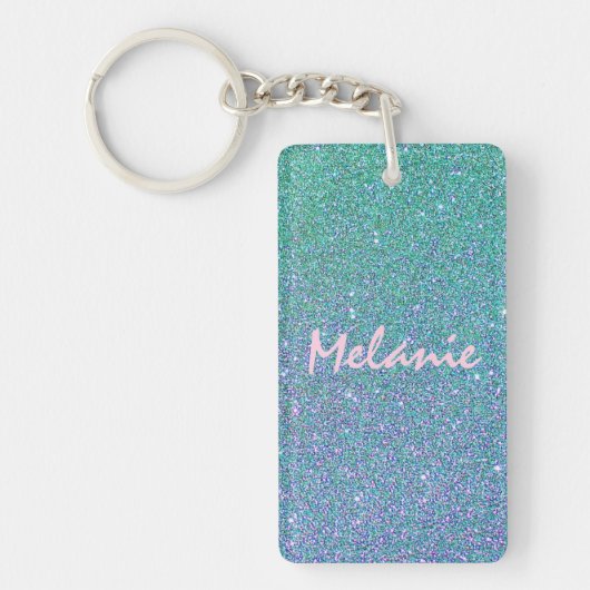 Glam Blue Green en Paarse glitter Sleutelhanger (Voorkant)